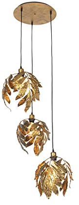 Qazqa - Klassisch I Antik Vintage Hängelampe I Pendellampe I Pendelleuchte Antik Gold I Messing rund 3-flammig - Linde I Wohnzimmer I Schlafzimmer - Stahl Rund - LED geeignet E27