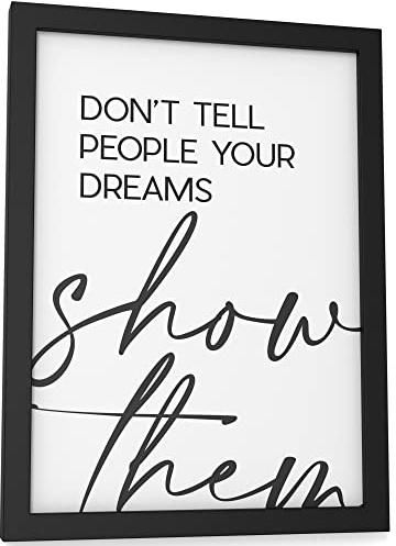 Papierschmiede® Typografie Poster, Don’t tell people your dreams (elegant), DIN A5 (15x21 cm), Wanddeko Wohnzimmer, Schlafzimmer, Küche, schwarz-weiß Bild mit Spruch OHNE Rahmen
