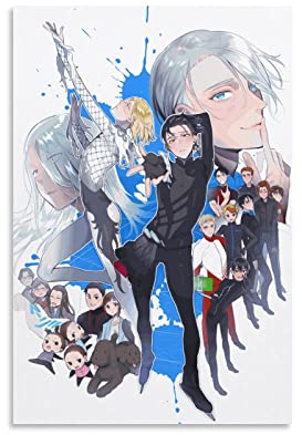 Anime Manga Yuri!!! on Ice Poster für Schlafzimmer, Ästhetik, Bilddruck, Leinwand, Gemälde, 20 x 30 cm, ohne Rahmen