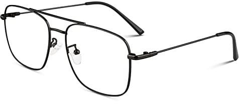 LINVO Brille Ohne Sehstärke für Herren Damen Klassische Metallgestell Brillenfassung Vintage Pilotenbrille Fake Brille