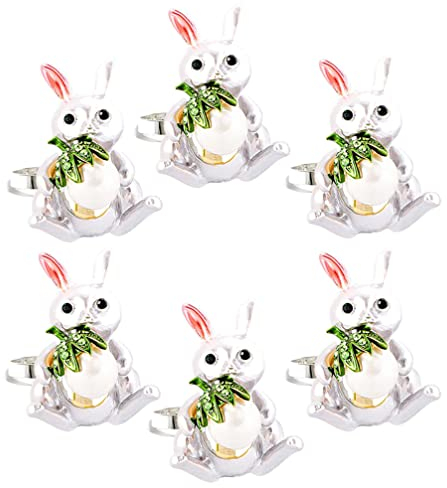 Operitacx 6 Stück Osterhase Serviettenringe, Hasen-Serviettenhalter, Metall-Serviettenschnallen, Serviettenring für Osterparty, Bankett, Abendessen, Frühlings-Tischdekoration