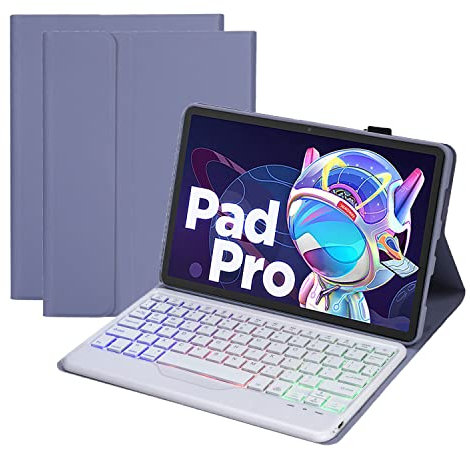 GUPENAA Funda con Teclado para Lenovo Tab M10 Plus 3rd Gen (2022) TB-125FU 10.6, Slim Lightweight Stand Cover con Teclado Retroiluminado Bluetooth Desmontable Magnéticamente,Purple1