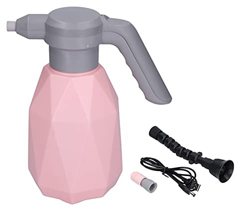 BEIJIALY Botella de Riego de 2L, Limpieza Doméstica Eléctrica USB Aspersor de Jardinería Universal Regadera Rociador de Agua de Planta Automático de Mano(Rosa)