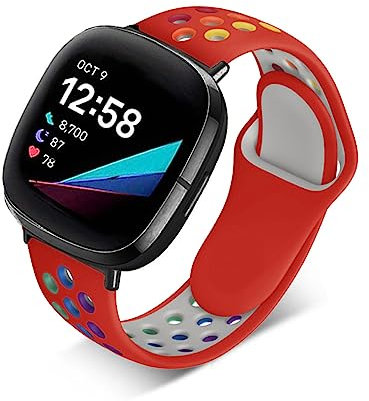 ZUREGO Sport Armband für Fitbit Versa 4/Sense 2/Versa 3/Sense Armband, Fitbit Versa 4/Versa 3 Atmungsaktives Weiches Silikon Ersatz Armband Kompatibel mit Fitbit Versa 4/Sense 2/Versa 3/Sense (H)