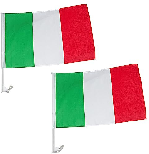 Murago - 2er Set Autofahne Italien 45x30cm - Flagge Fanartikel Fahne für Auto