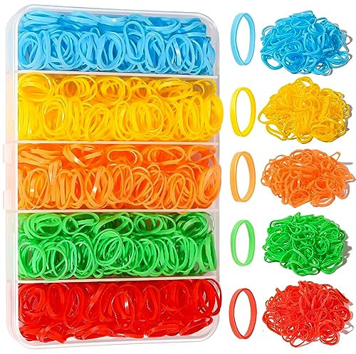Elastic Hair Bands, YGDZ 5 Colors 600 PCS Mini Rubber Bands for Hair with Organizer Box, Hair Accessories for Toddler, Girl, Baby, Rainbow Color