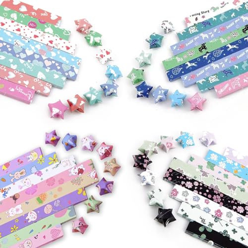 URROMA Estrellas de origami – 2160 tiras de papel de estrella de la suerte para tarjetas hechas a mano, decoración de fiestas y manualidades
