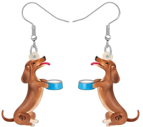 WEVENI Süße Acryl Hund Ohrringe Baumeln Mops Dackel Dekor Schmuck Chihuahua Geschenke Für Frauen Mädchen Kinder Haustier Hund Charms (Dackel A)