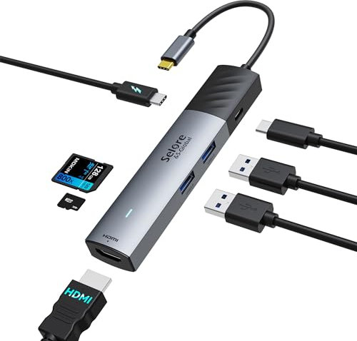 USB C Hub with 4K@60Hz HDMI USB C Splitter Multiport Adapter 100W Power Delivery Adapter Type C Hub for mac with 5Gbps USB C 2 USBA 3.0, PD, TF/SD, USB C Dongle for MacBook Pro/Air, Lenovo, HP, Dell