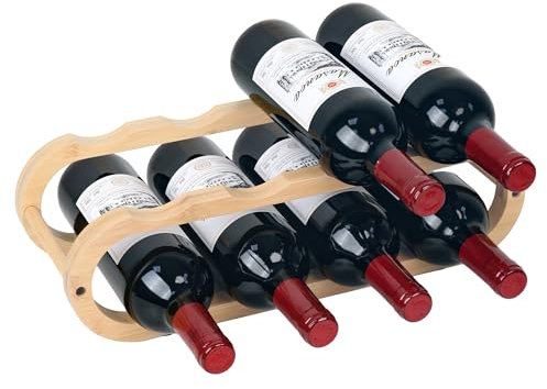 Alyoen Weinregal aus Bambus,flaschenregal für 11 Flaschen Wein,Wine Rack,Getränkeregal Stapelbar,Schrank Organizer Küche,Weinständer für Wein,Getränke