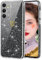 Coqinen Klar für Samsung Galaxy A55 5G Hülle, Herz Muster Silikon Handyhülle mit Glitzer, Dünne Kratzfeste Stoßfest Nie Vergilbung Schutzhülle für Frauen und Mädchen, Transparent