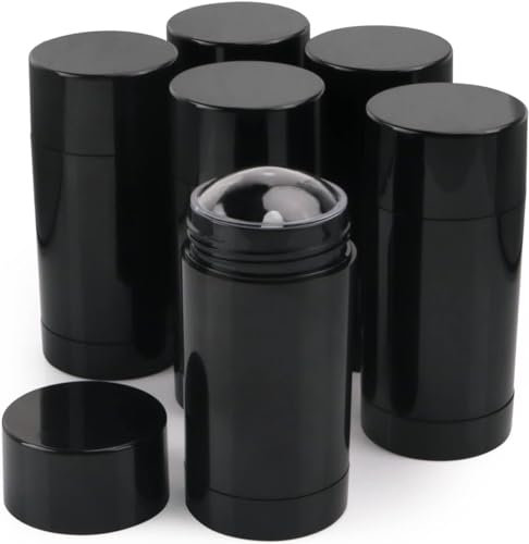 10 Pack Round Empty Deodorant Containers Plastic Twist-up Deodorant Bottles Refillable Lip Balm Tubes for DIY Deodorant Lip balm Lipstick Easy to Fill (50ml,Black)