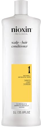 Nioxin Scalp + Hair System 1 Conditioner – Haarspülung für unbehandeltes Haar. Beugt dünner werdendem Haar vor – mit Biotin, Koffein & Niacinamid (1 l)