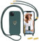 Anfire Handyband kompatibel mit iPhone 11 Hülle mit Band, MoEvn für iPhone 11 Necklace Handyhülle mit Kordel für zum Umhängen Herz Muster Silikon Case Stoßfeste Schutzhülle mit Abnehmbar Kette, Grün