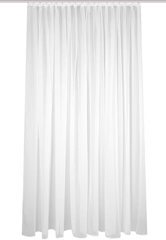 HOME WOHNIDEEN Fertigstore SABLIO Uni, Faltenband, weiß oder wollweiß, versch. Größen, Farbe:Weiss, Größe:295 x 300 cm