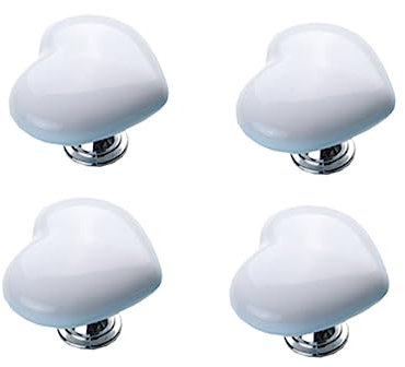 Yardenfun 4stücke Herzförmige Keramik-türknöpfe Weiß Möbelknöpfe Zuggriffe Für Schranktüren Fenster Glastüren Kommoden Und Mehr Bruchfest Langlebig