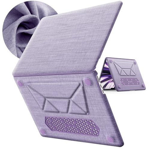 KAIJIAbox Compatible avec MacBook Air 13,6 M4 M3 M2 2025 2024 2022, support pliable, coque rigide, housse en tissu tissé pour MacBook Air 13, MacBook Air, modèles A3240 A2681 A3113, violet