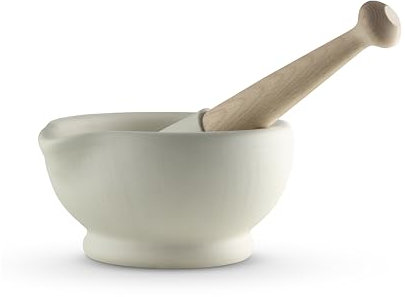 MB947006 Milton Brook Pestle and Mortar, Vitrified Porcelain, Size 4, 17cm Diameter, White