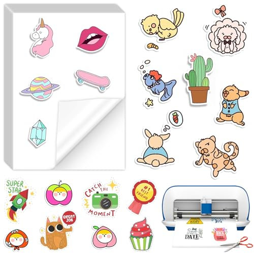 40 Stück A4 Sticker Papier zum Bedrucken, Bedruckbare Klebefolie Druckerpapier Wasserfest, Reißfest Aufkleberfolie Selbstklebende Folien, für Tintenstrahldrucker Laserdrucker