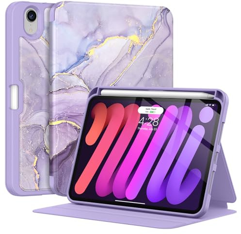 Supveco Case for iPad mini 7 (A17 Pro) 2024/Mini 6 2021 8.3-Marble Lilac