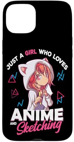 Just A Girl Who Loves Anime and Sketching Otaku Anime Merch Case for iPhone 15 Plus