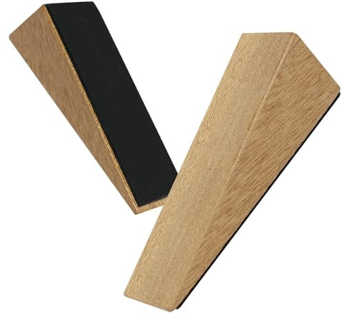 2Pcs Door Stoppers Wooden Door Wedge Non Slip Fixed Stop Base with Mat Door Holder Natural Beech Wooden Wedge Set Heavy Duty Doorstop for All Types of Home Bedroom Kitchen Office Doors Furniture