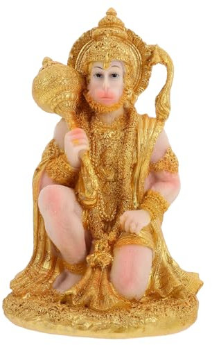 Levemolo Resin Hanuman Statue Langlebige Hindu-Gott Skulptur Aus Hochwertigem Harz Detailreiches Tempel Ornament Kleine Dekorative Figur Für Schreibtisch Wohnzimmer Auto Tempel