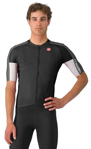 CASTELLI Entrata 6 Trikot für Herren, UPF Sonnenschutz, Viertelärmel, Trikot für Rennrad, Gravel-Biking und Rennsport, Hellschwarz/Dunkelgrau/Rauchgrau, XX-Large