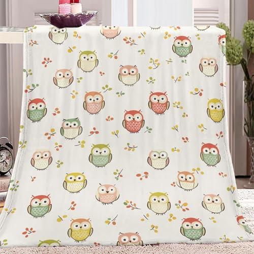 Generic Kuscheldecke 100 x 150 cm Flanell Wolldecke Eule Druck Flauschig Warm Weichen Bett Decken Bunt