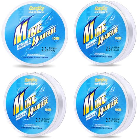 Flintronic 4 Pezzi Lenza da Pesca, 100 Metri Filo di Nylon per Pesca, 0.26mm Di Diametro Filo Da Pesca Trasparente Monofilamento, Forte Tensione, per Nella Pesca e Nell'Artigianato