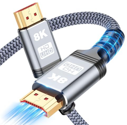 8K 10K HDMI 2.1 Cable, 3.3Ft 5Ft 6.6FT 10Ft 13Ft 16Ft 19Ft 26Ft Certified Ultra High Speed HDMI Cable Braided Cord 48Gbps 4K@120Hz 8K@60Hz, DTS:X, HDCP 2.2 & 2.3, HDR 10 for Roku TV/PS5/HDTV/Blu-ray