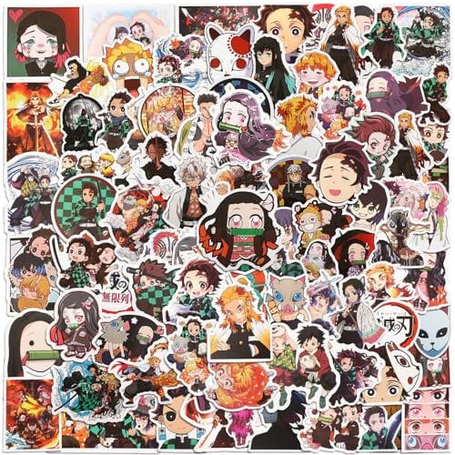 100Pcs Cartoon Stickers, Anime Slayer Stickers for Boys Girls, Stickers for Kids Party Bags Filler, Waterproof Vinyl Stickers for Laptop, Skateboard, Scrapbooking, Bedrooms