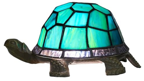 NUODITOS Schildkröte Nachtlicht Tiffany Stil Glasmalerei Akzent Lampe Kinder Geschenke Nachttischlampe Home Decor Kleine Nachttisch Schreibtischlampe, inklusive LED-Birne