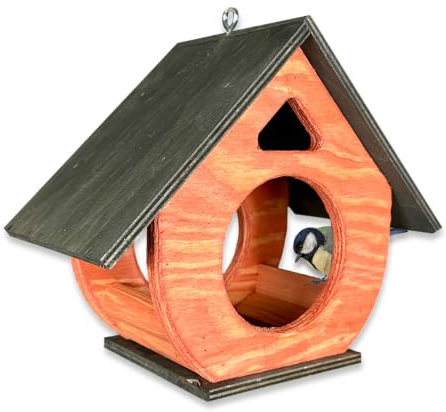 GARTENETAGE Hängendes-Vogelhäuschen aus wetterfestem Natur-Holz/Futterhaus für Vögel hängend/Robustes Vogelhäuschen für Balkon & Garten/Vogelhaus hängend/Vogelhaus wetterfest