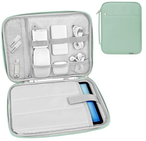 Dadanism 9-11 Tablette Housse Pochette Matelassée de Voyage pour iPad 10é Gén 10,9, iPad (A16) 11 2025, iPad Air/Pro 11, iPad 9/8/7é Gén 10,2, iPad Air 5/4, Galaxy Tab A9+ Plus 11, Vert Foncé