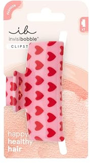invisibobble CLIPSTAR M Love is in the Hair (1 Stück) – Haarspange mit Herz-Design für Damen, Kinder & Mädchen – Mittlere Größe für dünnes Haar – Haarspangen Set für romantische & verspielte Styles
