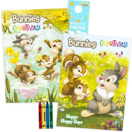 Disney Bunnies Malbuch-Set für Kinder – Bündel mit 80 Seiten Malbüchern mit Hasen plus Spielen, Puzzles, Aktivitäten und mehr | Bambi Malbuch