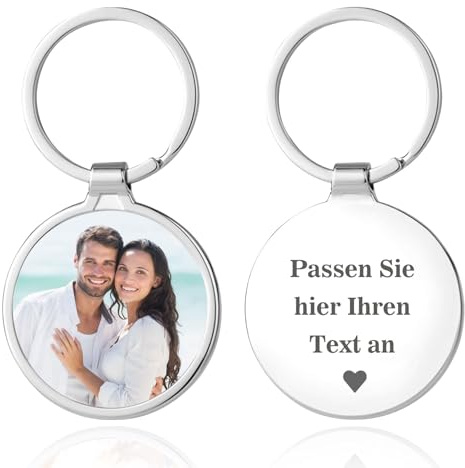 Personalisierter Schlüsselanhänger mit Bild - Schlüsselanhänger mit Fototext und individueller Gravur, personalisiertes Geschenk für Männer und Freund