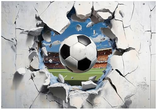 WallArena Vlies Fototapete, Fußball, 150x105cm | Fototapeten - Tapeten - für Wohnzimmer Schlafzimmer - Vliestapete Wandtapete Tapete 3D Effekt- inkl. Kleister