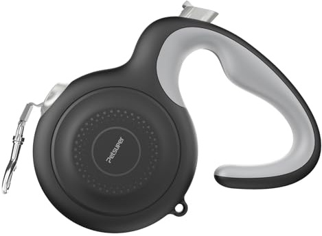 Petsuper 5M Einziehbare Hundeleine für kleine & mittelgroße Hunde | Automatische Bremse, Verriegelung, ergonomischer Griff & 360° verdrehsicher (Black, PL02)