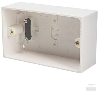 Extra Deep Plastic Double Two Gang Surface Mounted Pattress Back Box - 47mm, White, 1 Piece