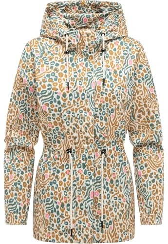 Ragwear Damen leichte Übergangsjacke kurze Jacke mit Animal-Print und Kapuze Eddens Print XS-XXL
