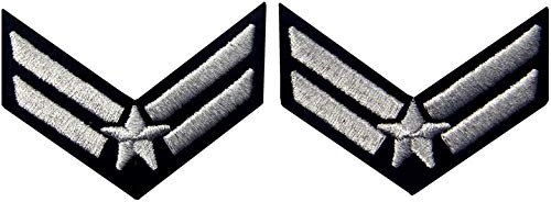 Air Force Flieger Chevron Rank Fashion Dekorative Emblem Besticktes Eisen Auf Nähen Auf Patch, Silber, 2 Stk