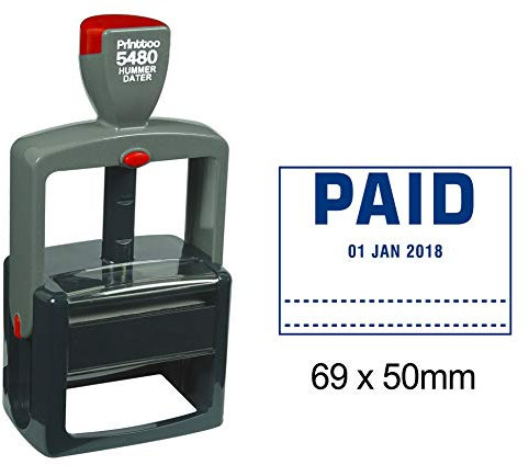 Printtoo Heavy Duty Dater Stempel Buro - Briefpapier mit bezahlten Text Selbstfarber Datum - Stempel - Blau