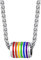 Bandmax Anhänger Kette für Damen Herren Edelstahl LGBT Regenbogen Zylinderrolle Tunel mit 55cm+5cm Weizenkette Homosexuell Gay Pride Modeschmuck für Geburtstag Valentinstag