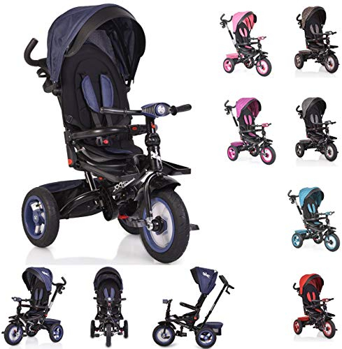Byox Tricycle, Dreirad Jockey Gummireifen Musik Sitz drehbar Schubstange verstellbar, Farbe:Blau