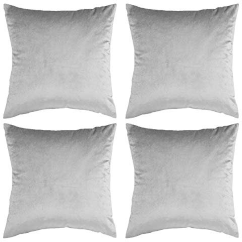GIGIZAZA Samt Kissenbezug 50x50 cm Grau Kissenbezüge Kissenhülle Dekokissen für Sofa Wohnzimmer Schlafzimmer 4er Pack