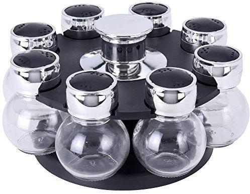 EH Excellent Houseware Carrousel à épices, 8 bocaux en Verre, Support Rotatif