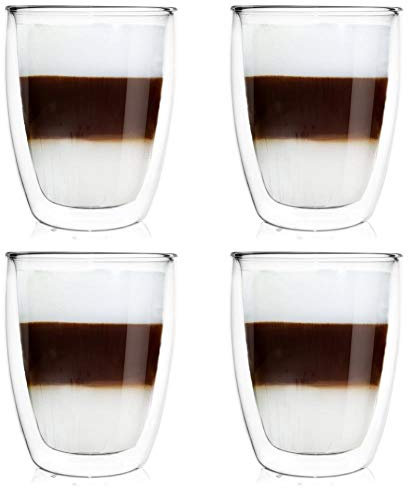 orion group Thermogläser 4 Stück Kaffeegläser Teeglas Kaffeeglas Doppelwandiges Doppelwandige Gläser Thermoglas für KAFFEE Latte Cappuccino Tee 330 ml