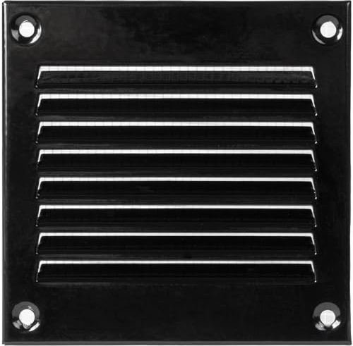 10 x 10 cm Schwarze Lüftungsschlitzabdeckung – hochwertige Stahlrücklauf-Luftgitter – für Decke und Seitenwand – HVAC – mit Insektenschutzgitter (100 x 100 mm, Schwarz)